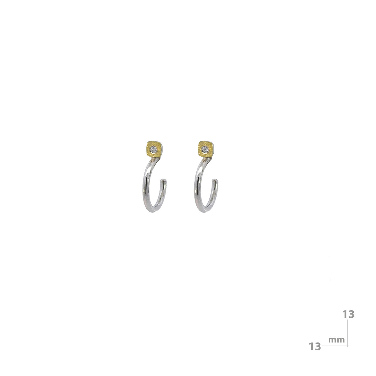 Pendientes de plata, oro y brillante
