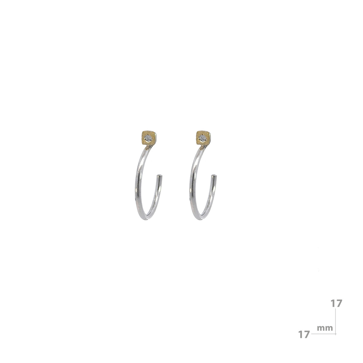 Pendientes de plata, oro y brillante