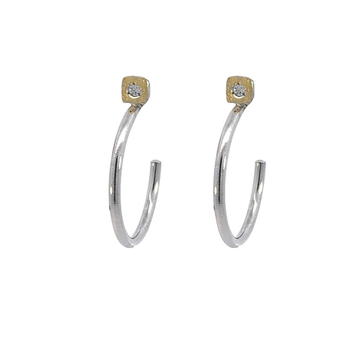 Pendientes de plata, oro y brillante