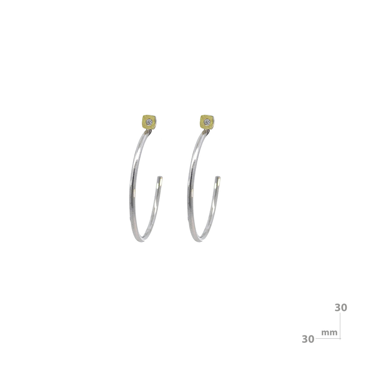 Pendientes de plata, oro y brillante
