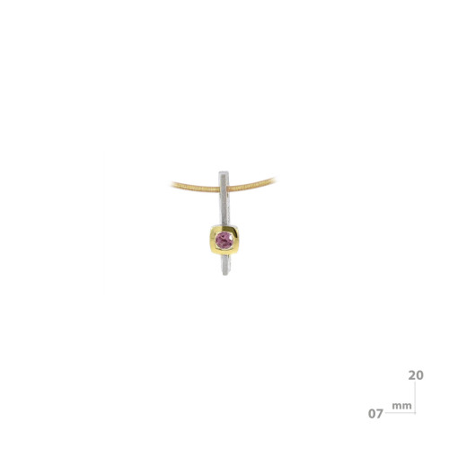 Silver, gold and tourmaline pendant