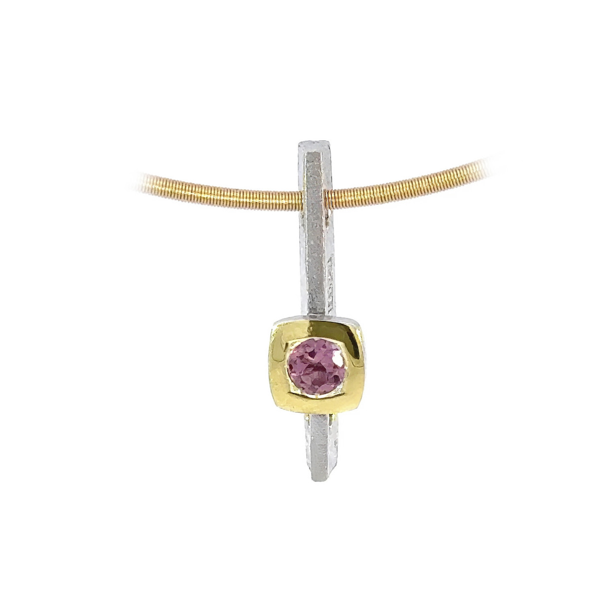 Silver, gold and tourmaline pendant