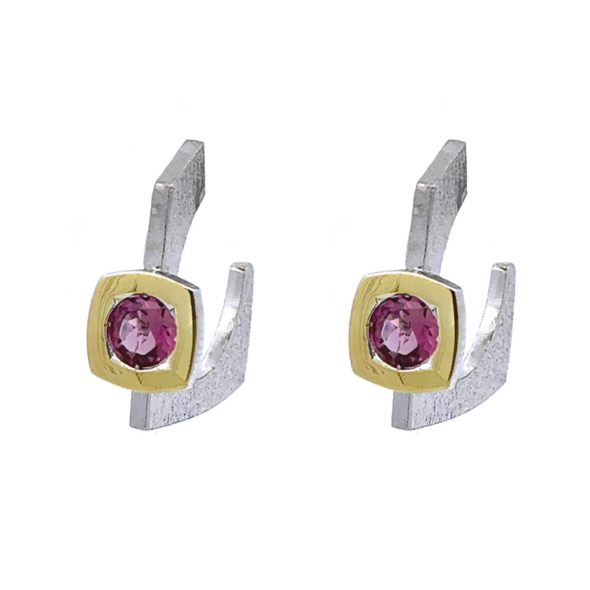 Pendientes de plata, oro y turmalina