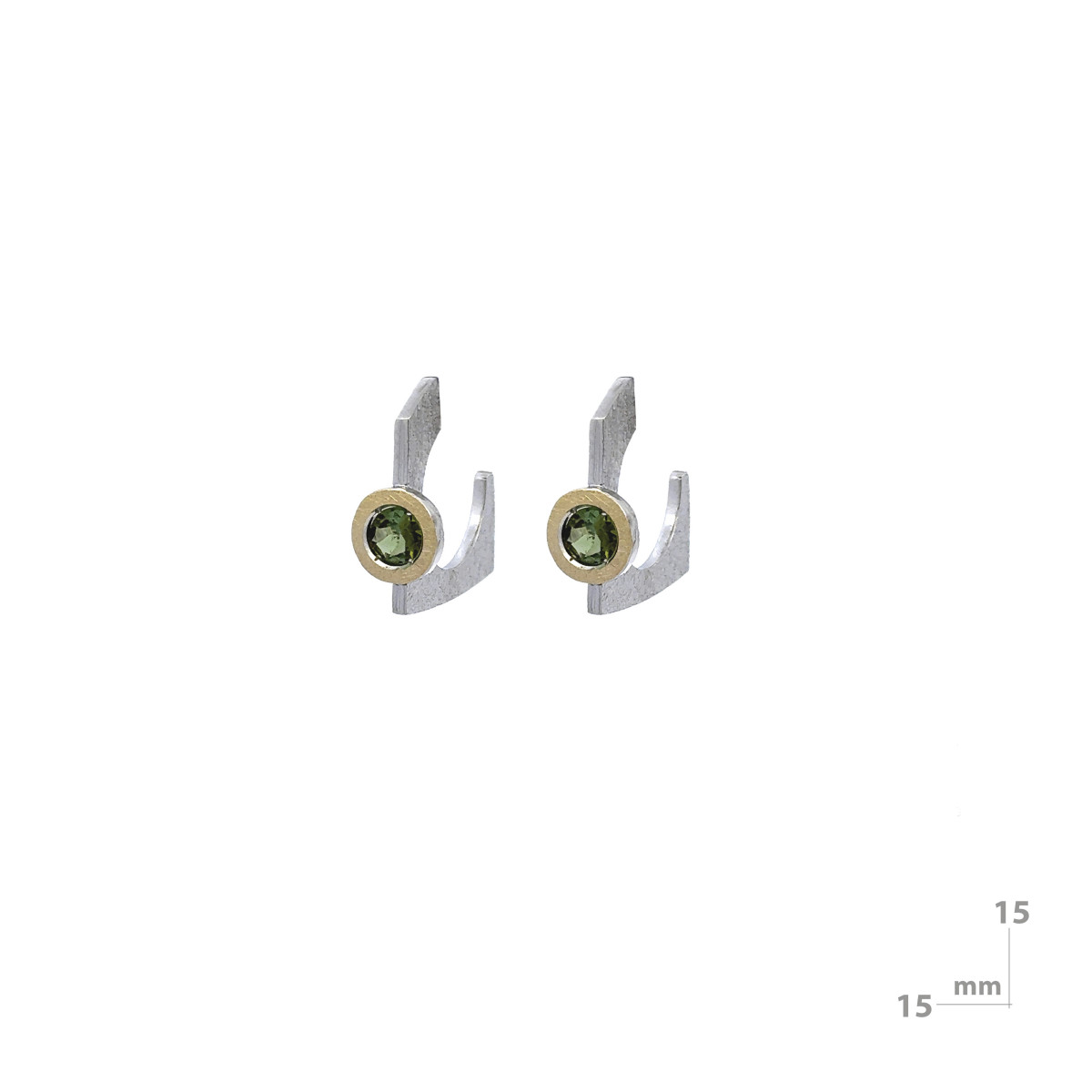 Pendientes de plata, oro y turmalina