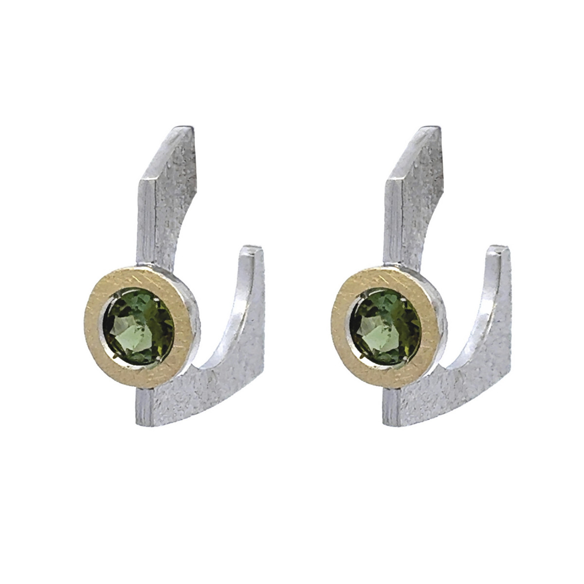 Pendientes de plata, oro y turmalina