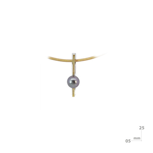 Silver, gold and pearl pendant
