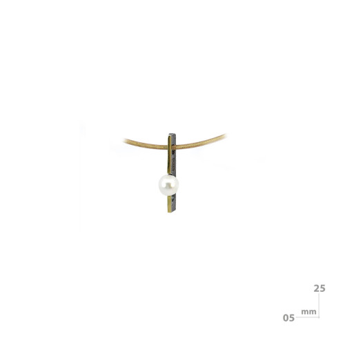 Silver, gold and pearl pendant