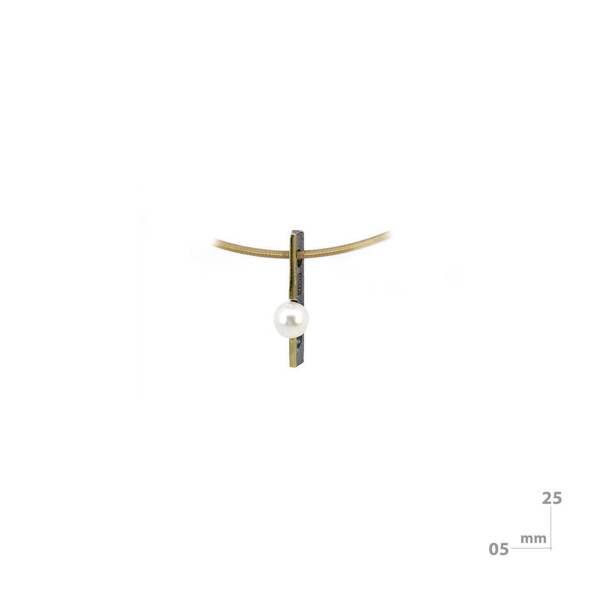 Silver, gold and pearl pendant