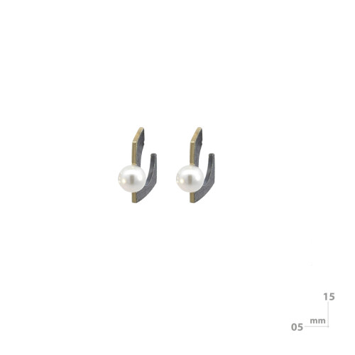 Silver, gold and pearl earrings