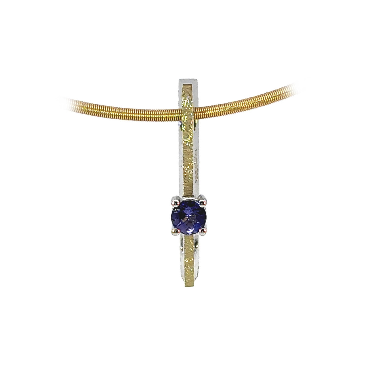 Silver, gold and tanzanite pendant
