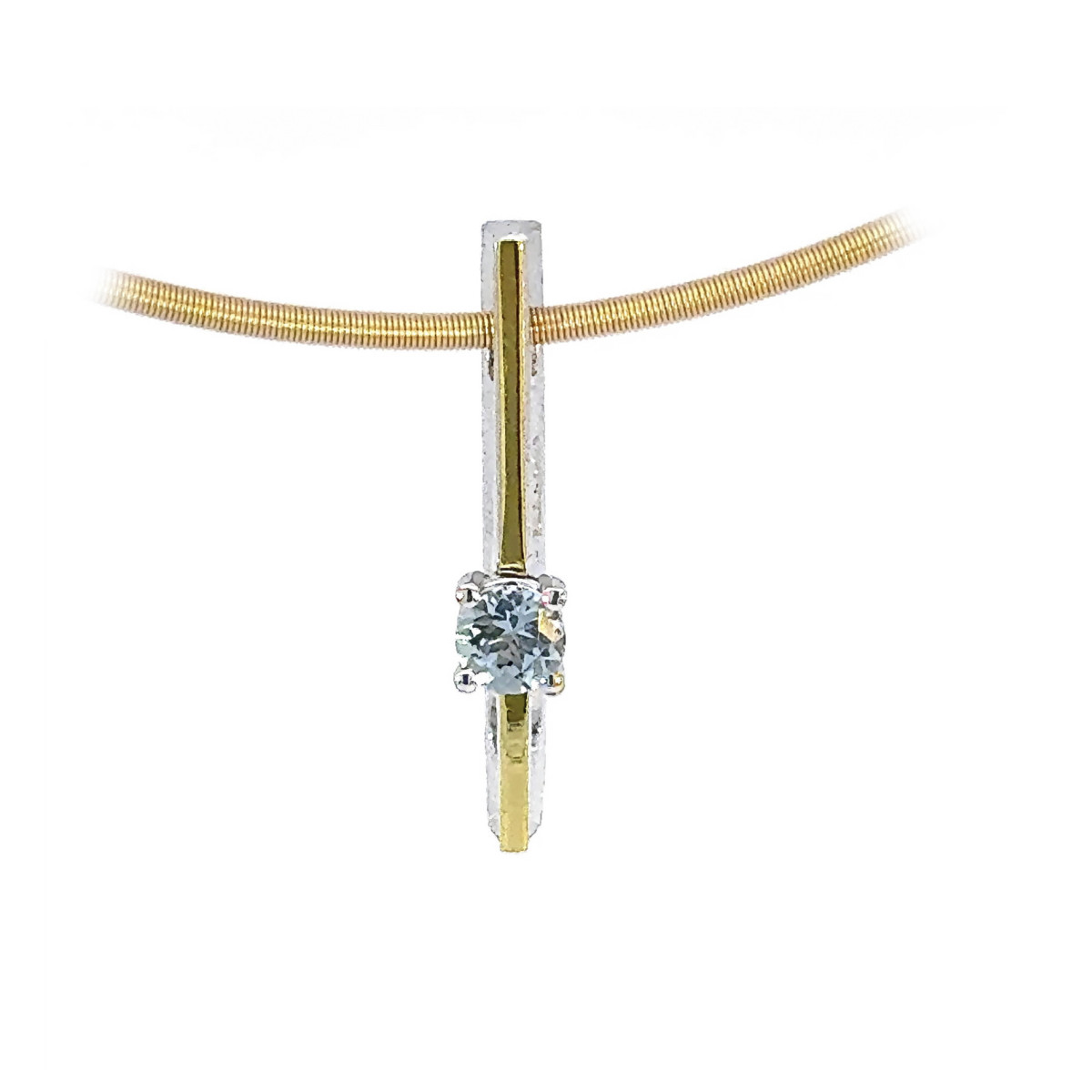 Silver, gold and aquamarine pendant