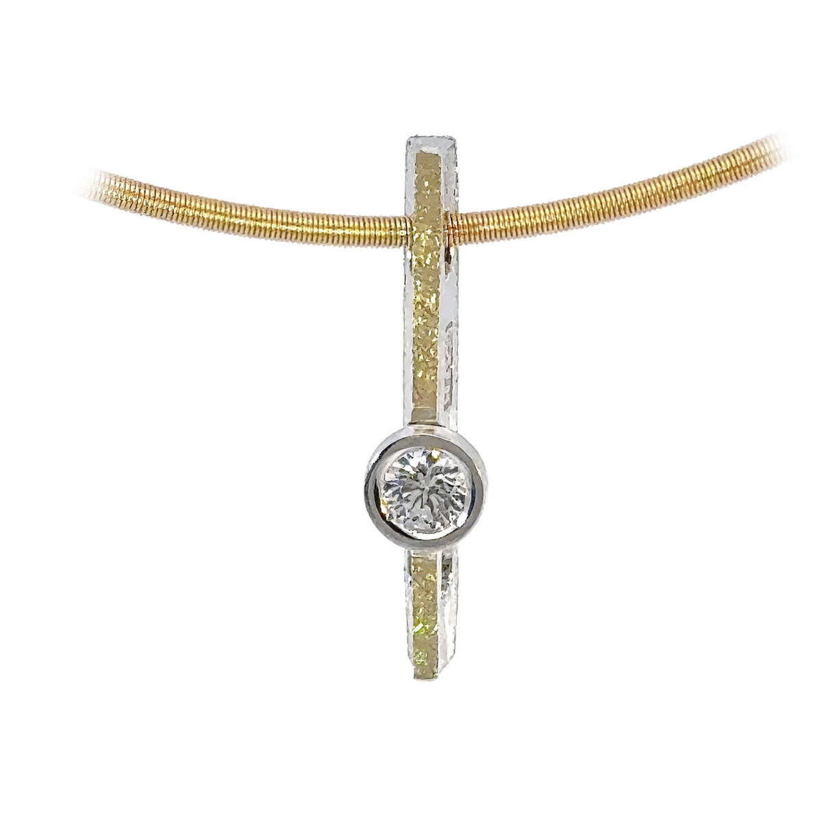 Silver, gold and brilliant pendant