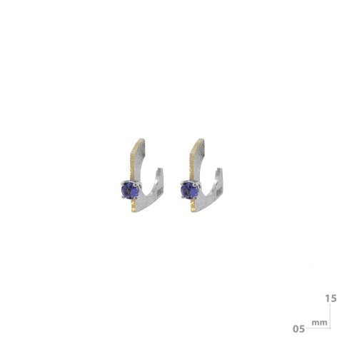 Silver, gold and tanzanite earrings