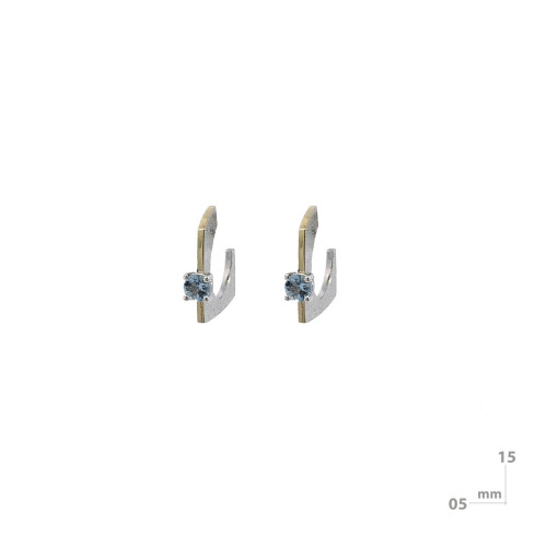 Silver, gold and aquamarine earrings
