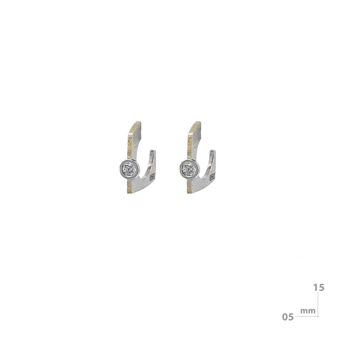 Pendientes de plata, oro y brillante