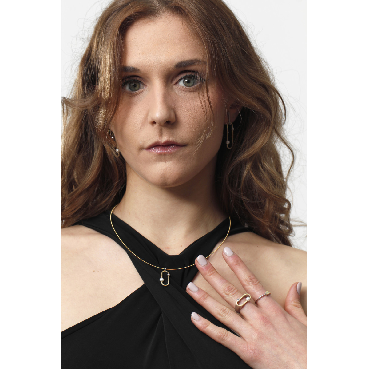 Anillo de plata, oro, brillante y perla