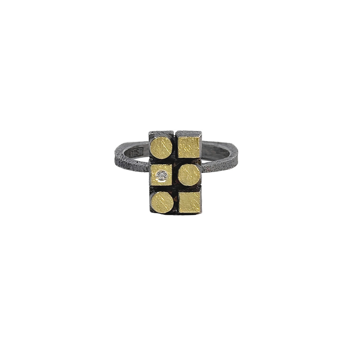 Anillo de plata, oro y brillante