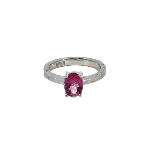 Silver, gold and topaz ring
