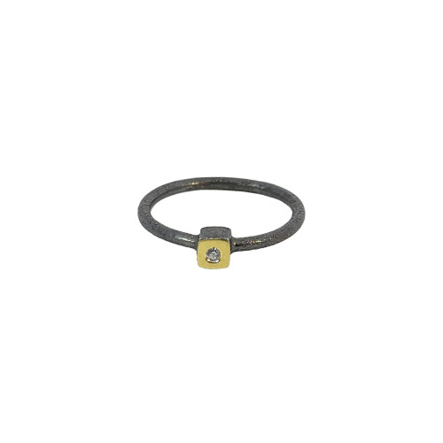Silver, gold and DIAMOND LAB ring