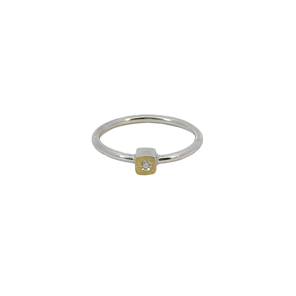 Anillo de plata, oro y brillante