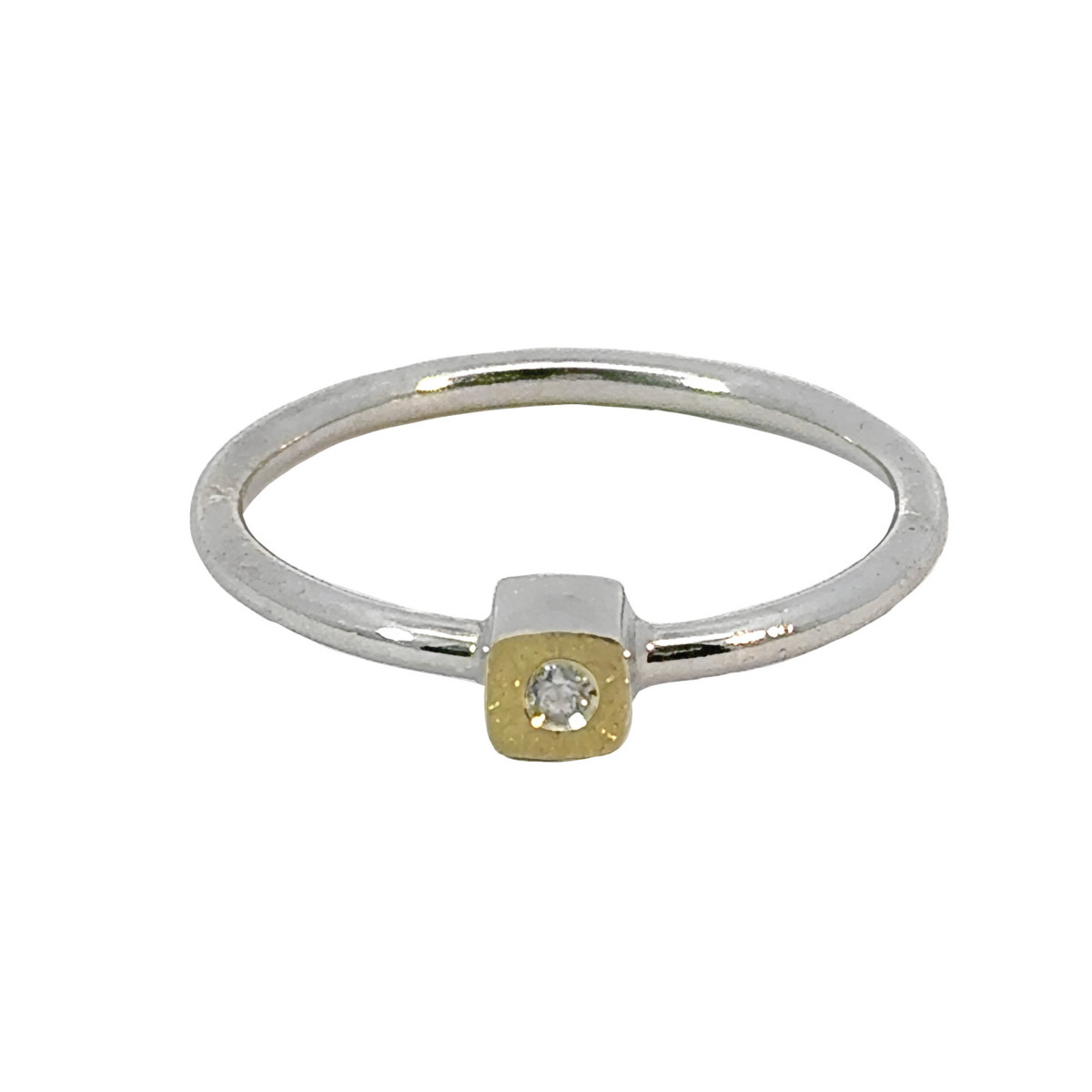 Silver, gold and brilliant ring