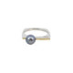 Silver, gold and pearl ring