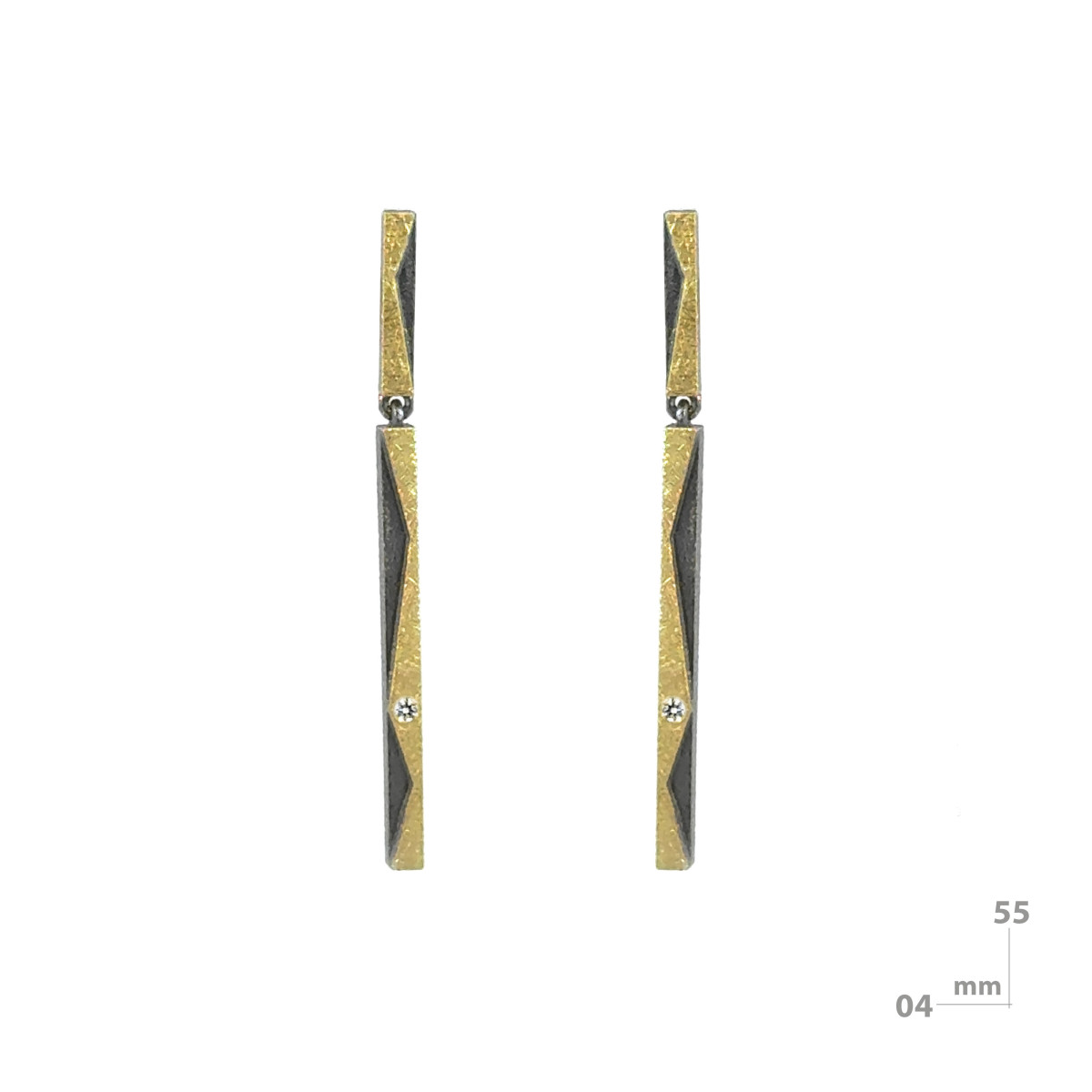 Silver, gold and diamond earrings