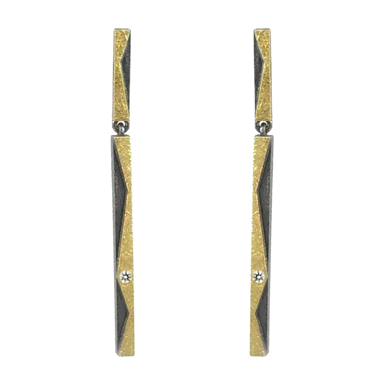 Silver, gold and diamond earrings
