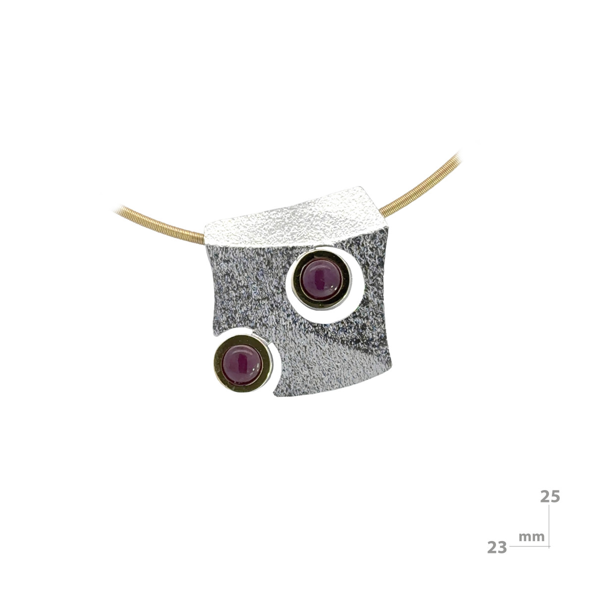 Silver, gold and ruby ​​pendant