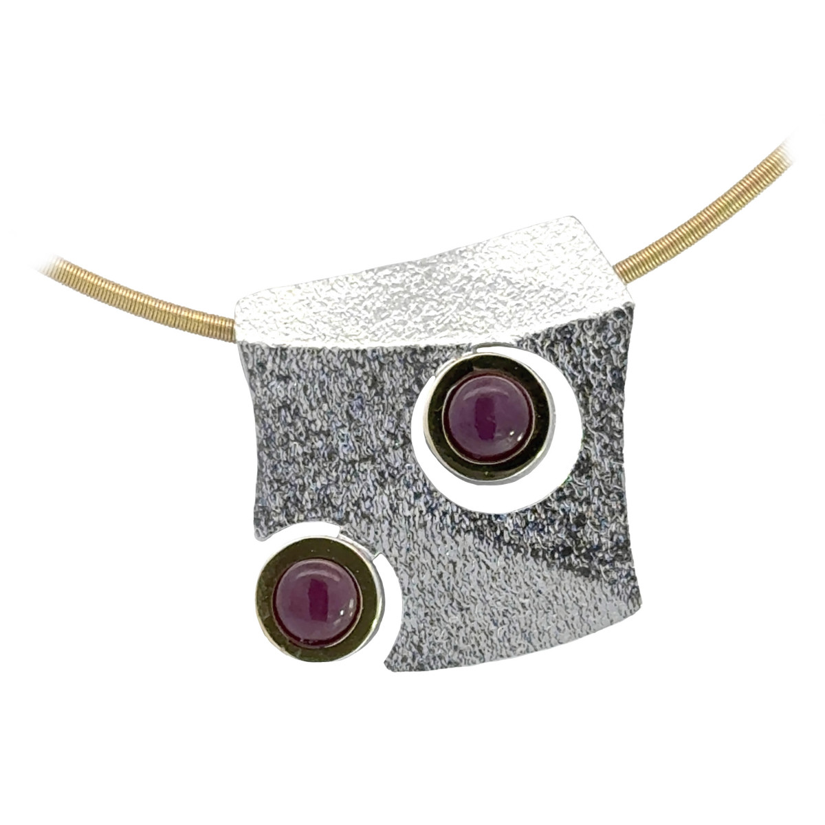 Silver, gold and ruby ​​pendant