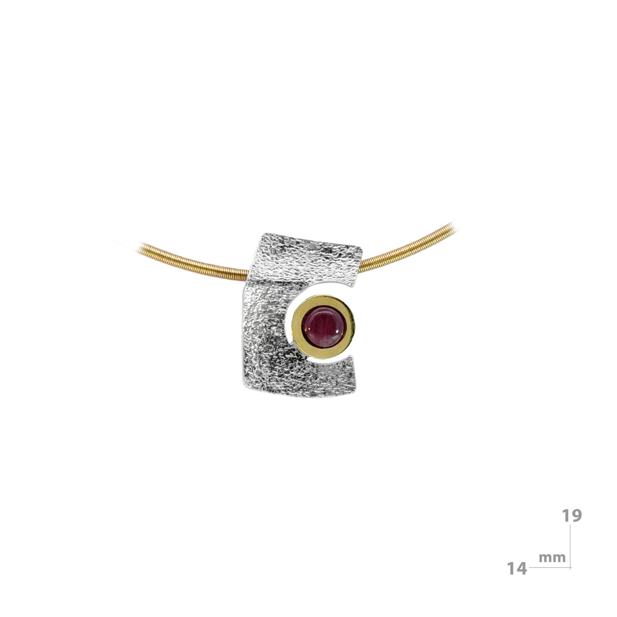 Silver, gold and ruby ​​pendant