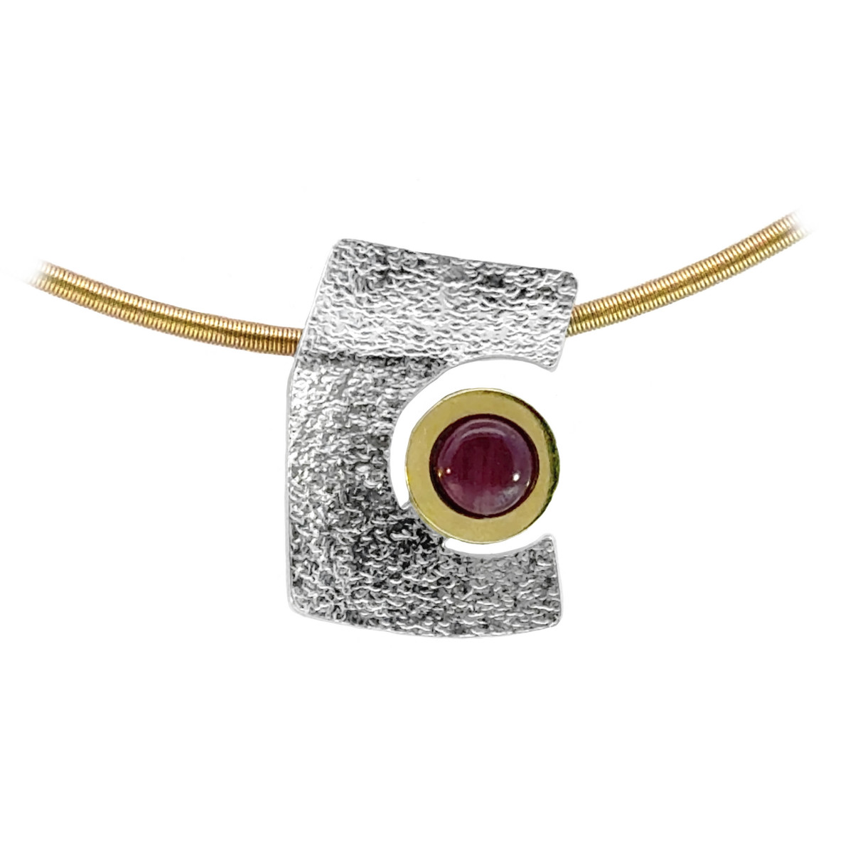 Silver, gold and ruby ​​pendant