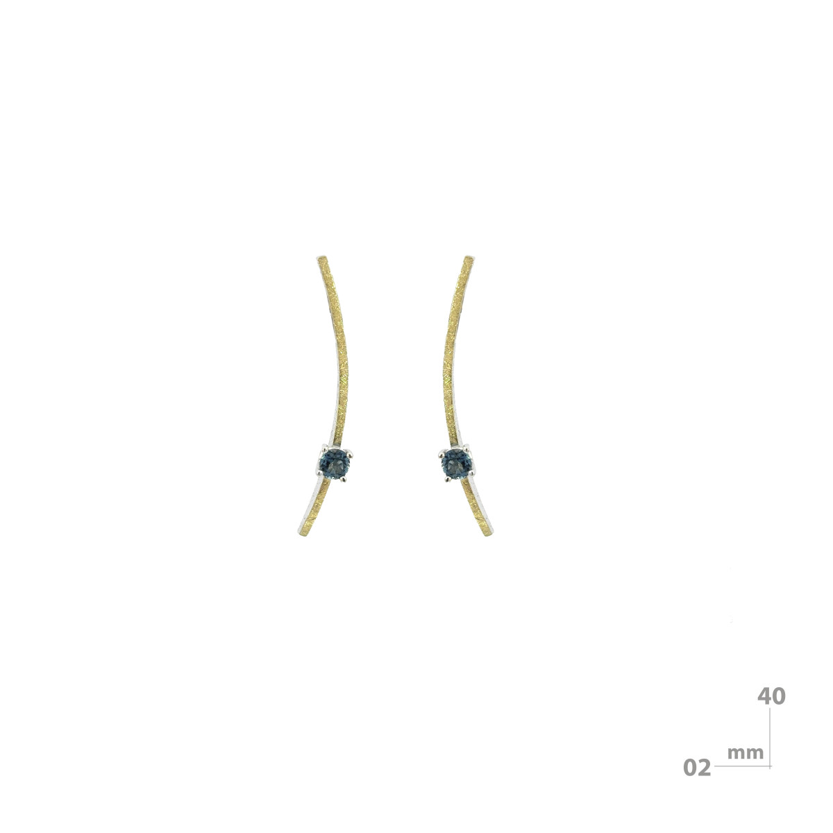 Silver, gold and topaz earrings