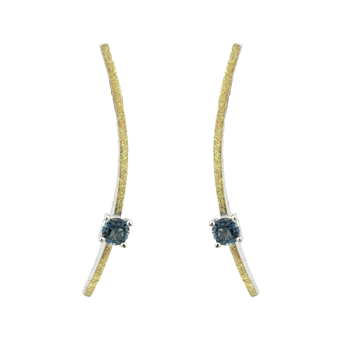 Silver, gold and topaz earrings