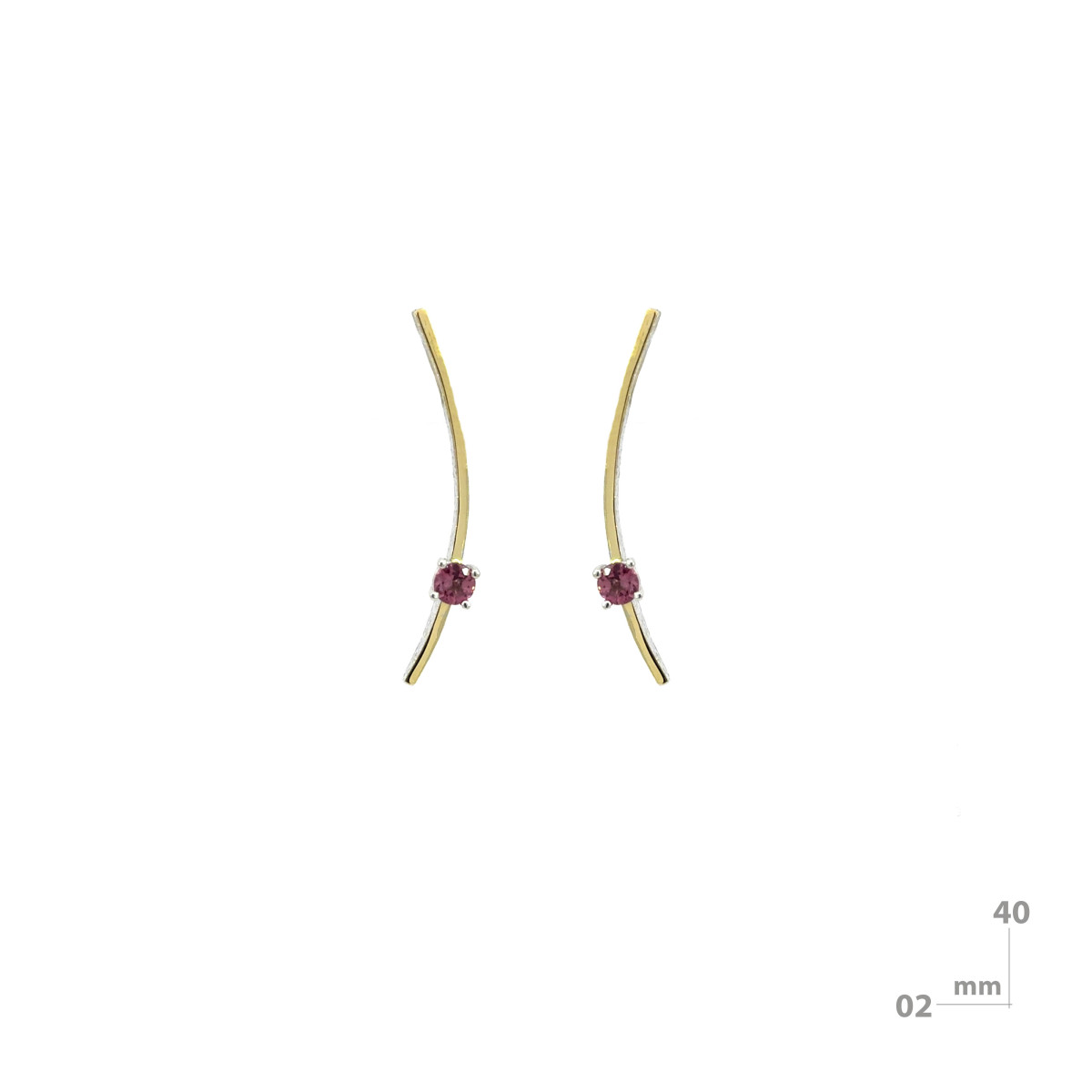 Pendientes de plata, oro y turmalina