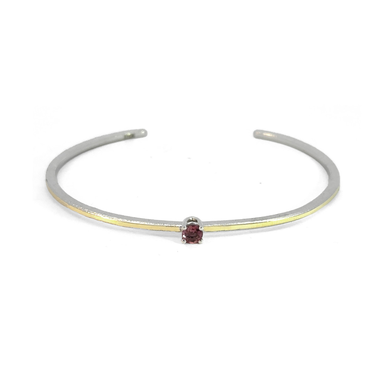 Silver, gold and tourmaline bracelet