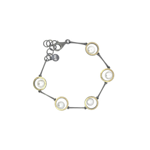 Pulsera de plata, oro y perla