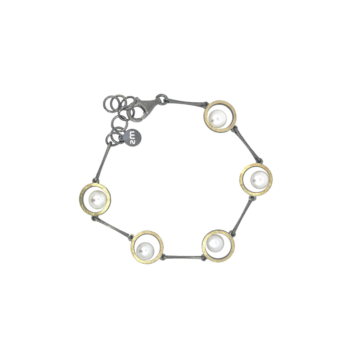Pulsera de plata, oro y perla