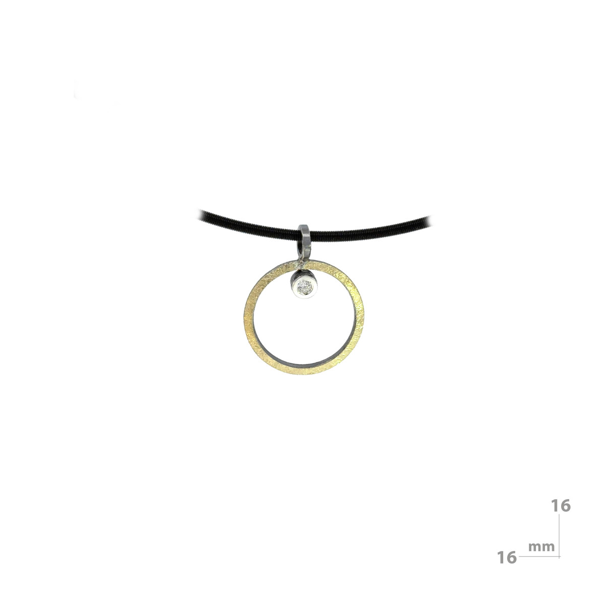 Silver, gold and diamond pendant