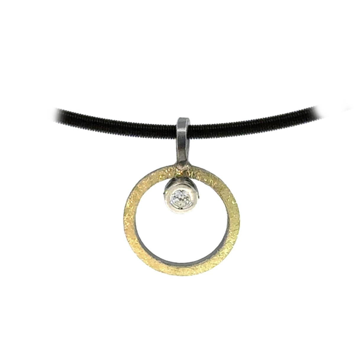 Silver, gold and diamond pendant
