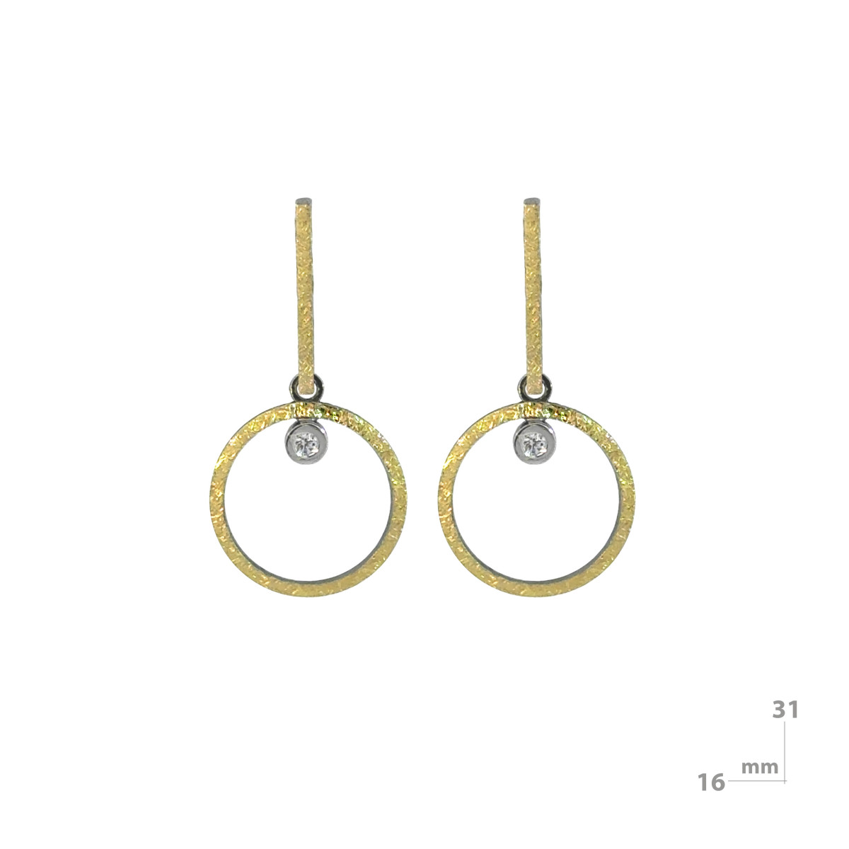 Silver, gold and brilliant earrings