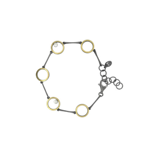 Silver, gold and diamond bracelet