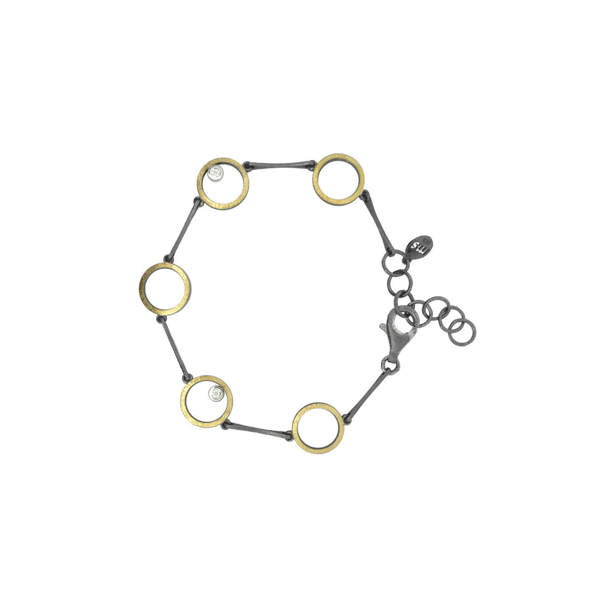 Silver, gold and diamond bracelet