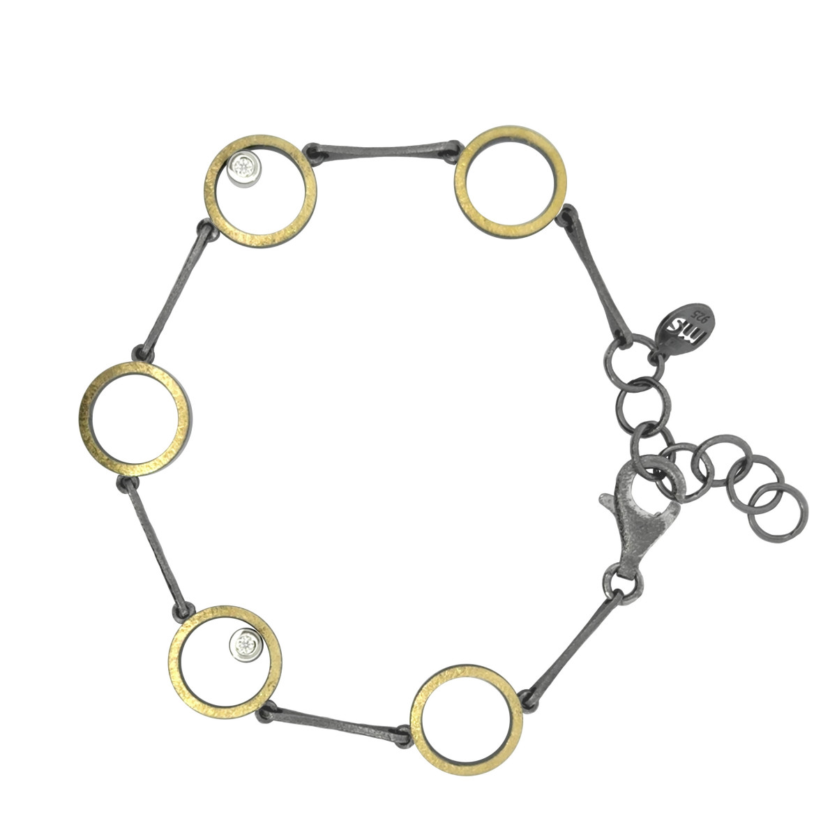 Silver, gold and diamond bracelet