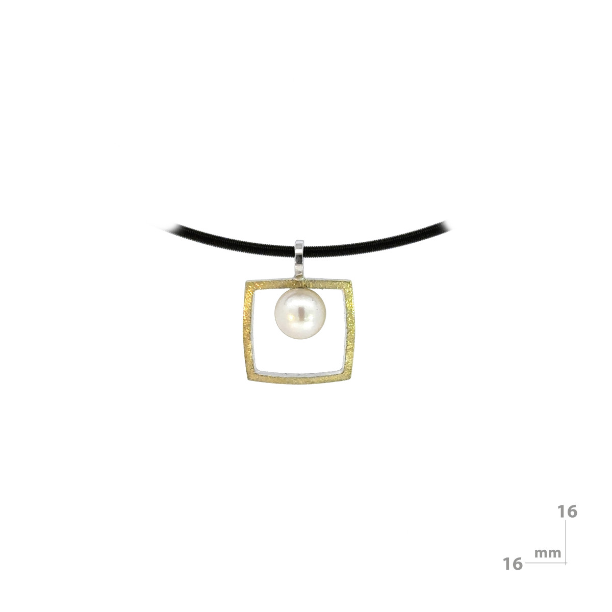 Silver, gold and pearl pendant