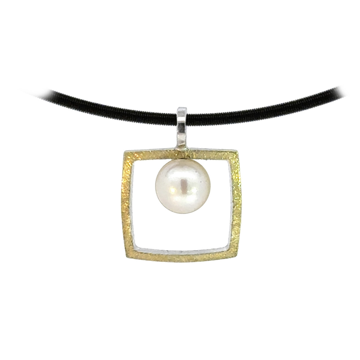 Silver, gold and pearl pendant