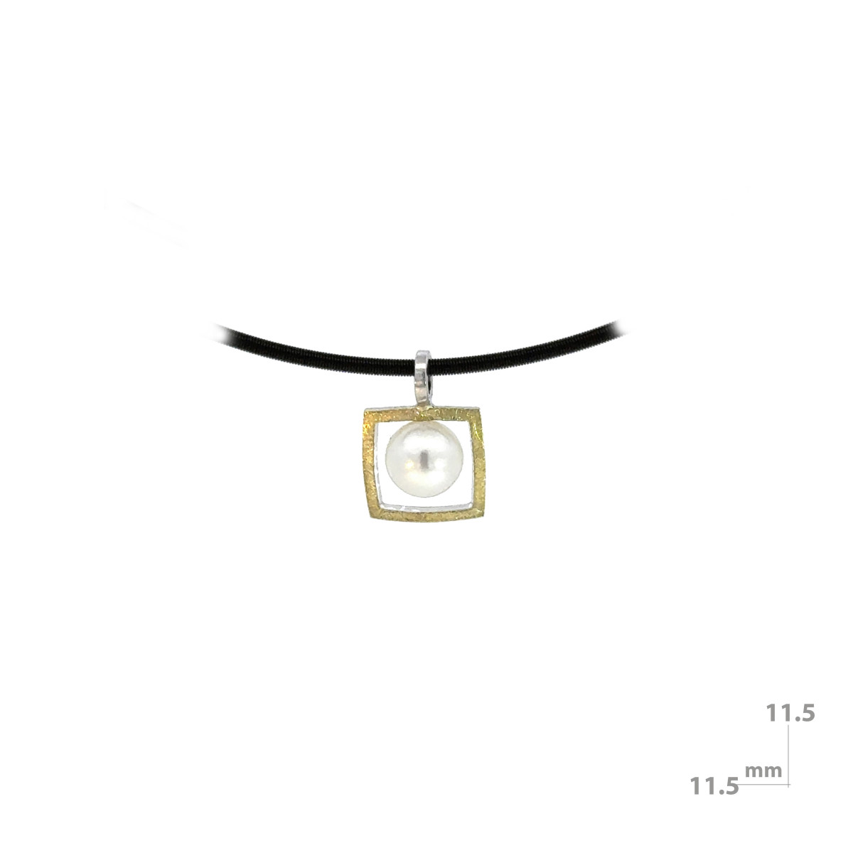 Silver, gold and cultured pearl pendant