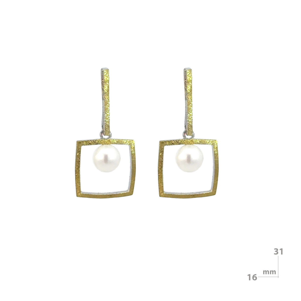 Silver, gold and cultured pearl earrings
