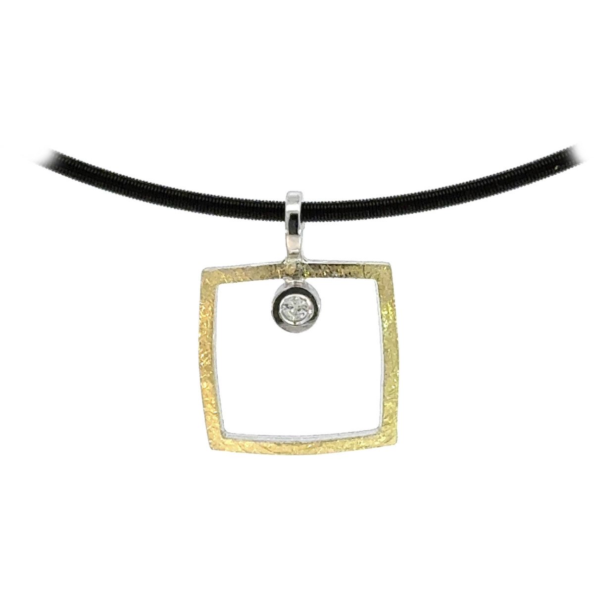 Silver, gold and diamond pendant