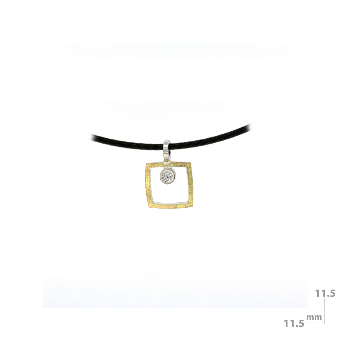 Silver, gold and diamond pendant